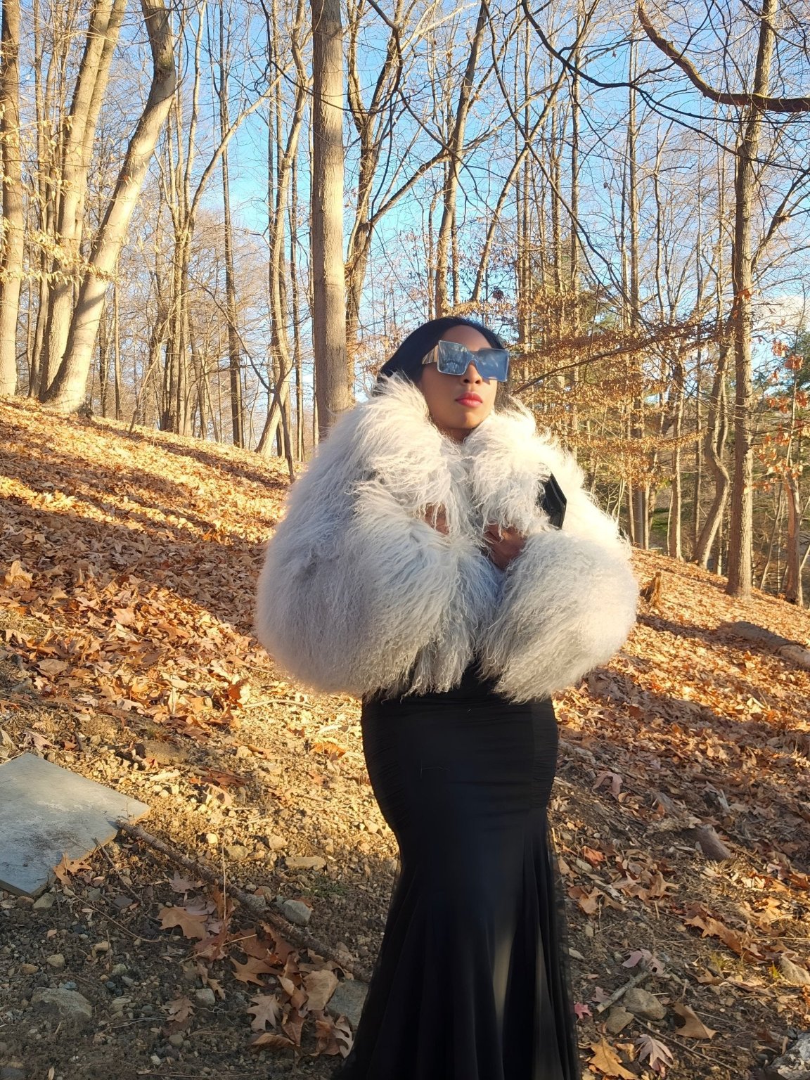 Oversized Cropped Real Mongolian Lamb Jacket- 14 Inches Long