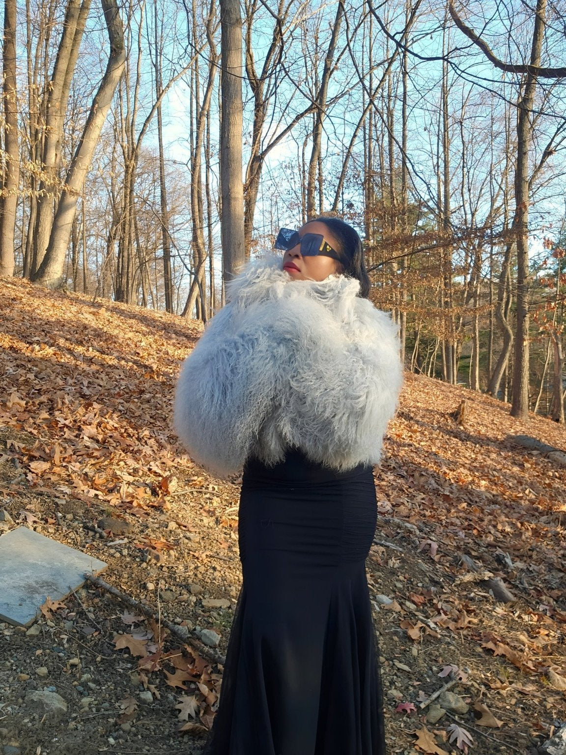 Oversized Cropped Real Mongolian Lamb Jacket- 14 Inches Long