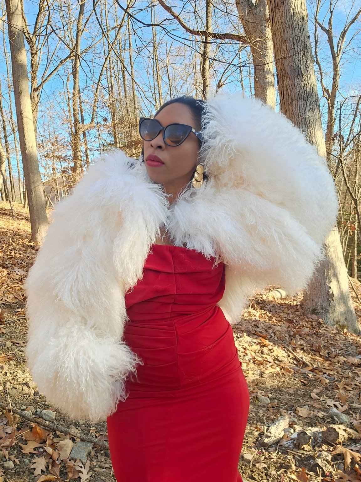 Oversized Cropped Real Mongolian Lamb Jacket- 14 Inches Long