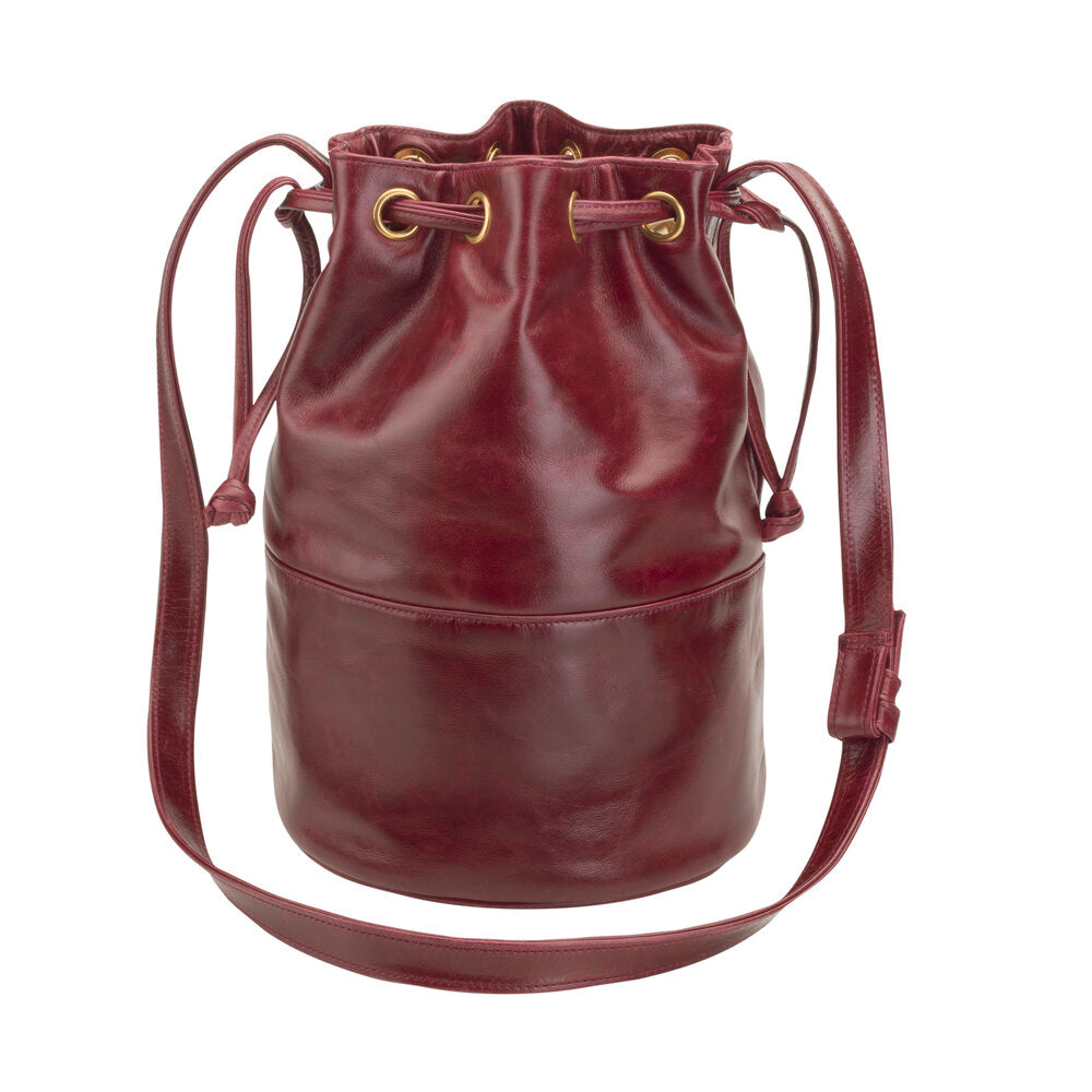 Women's Genuine Leather  Classic Bucket bag with Adjustable Straps to Wear as a Crossbody Bag