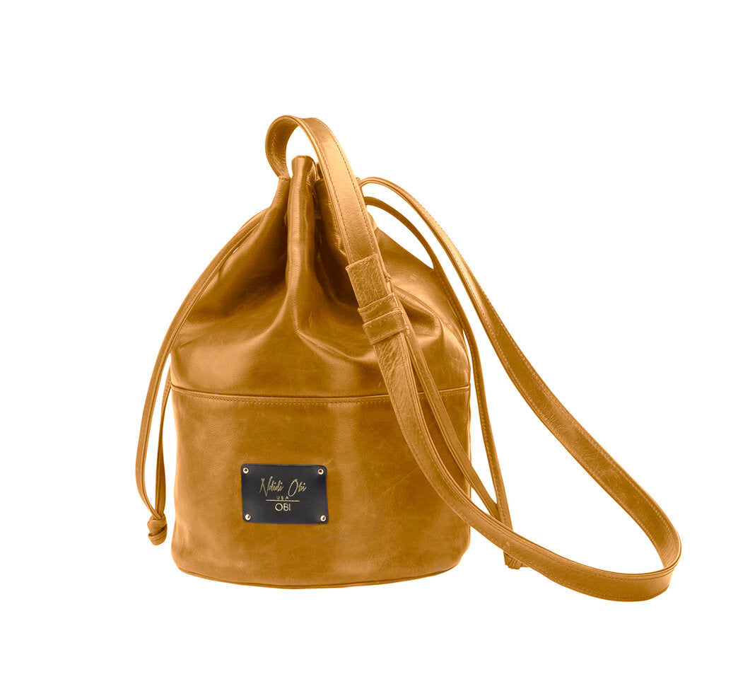 Women's Genuine Leather  Classic Bucket bag with Adjustable Straps to Wear as a Crossbody Bag