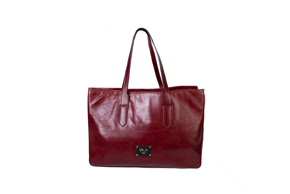 Women's Genuine Leather Traditional Tote Bag Worn as a Shoulder Bag